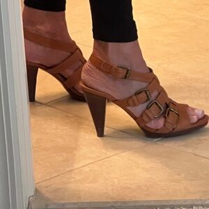 JCrew Tan Strappy Heeled Sandals